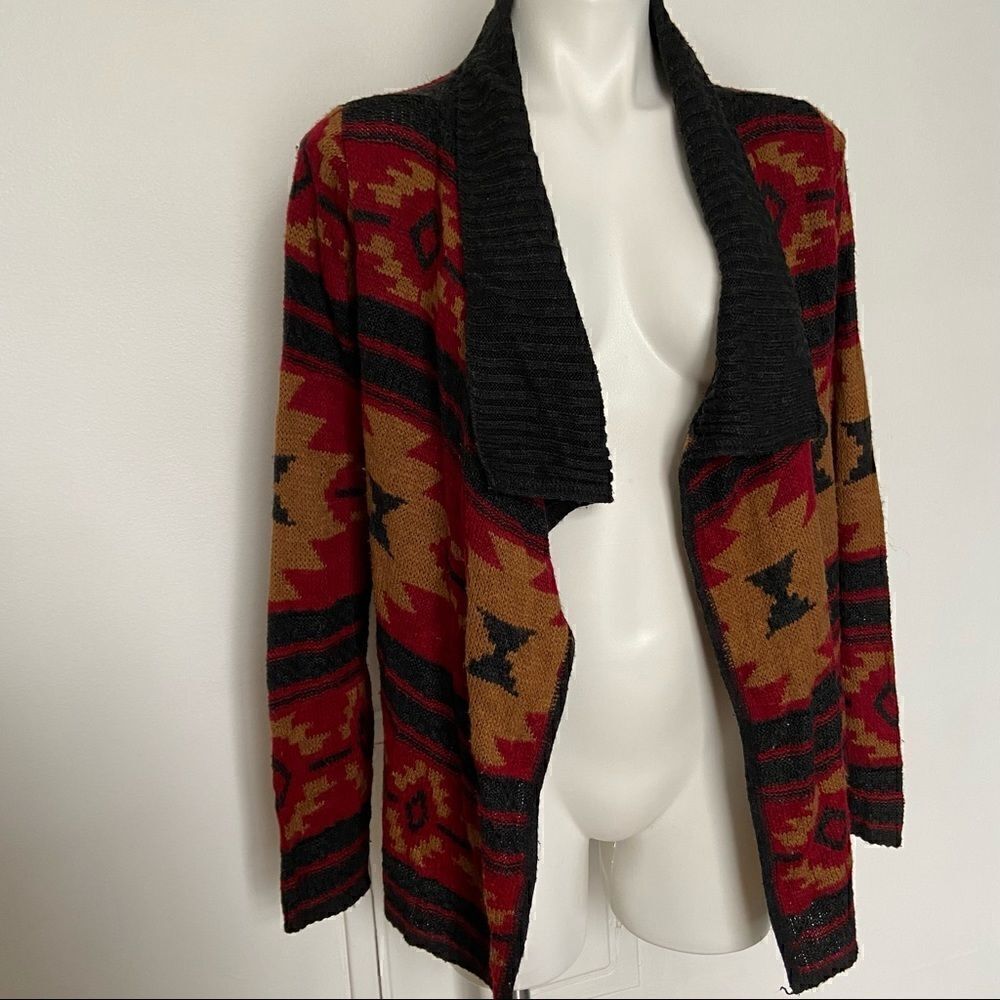 Aztec Print Knitted Waterfall Sweater - Picture 9 of 9